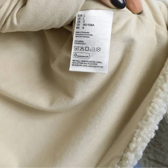 H&M Faux Shearling Jacket Teddy Coat Beige Cream Cozy Warm Fall Full zip ivory - Picture 7 of 9